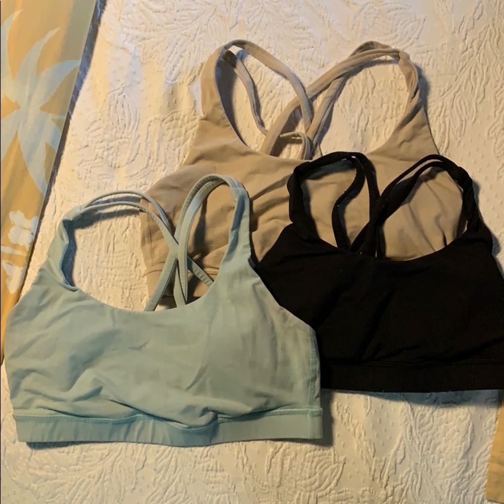Three Lululemon Energy Bras Size 8